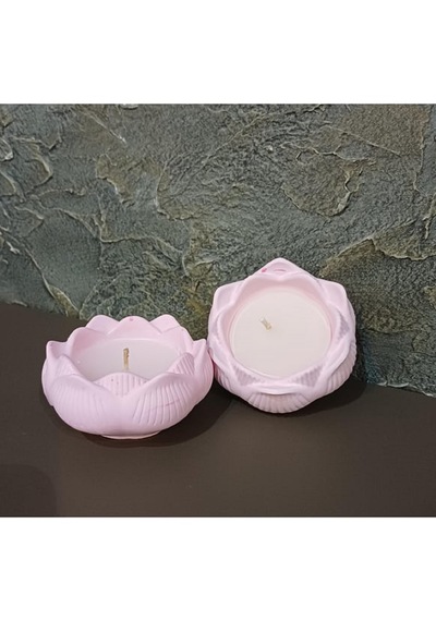 El Yapımı Mumlu Lotus Pudra Pembe - Beyaz - Açık Kahverengi - Koyu Füme