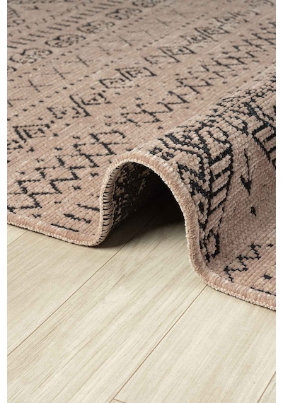 Gaia Bej Halı Yıkanabilir Kaymaz Taban Şönil Kilim Dokuma Pamuk Taban Kilim 10354 Bej