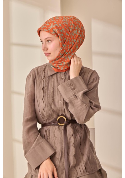 Silk Home Aura Eşarp 140005-28 Koyu Turuncu, Mint, Pudra