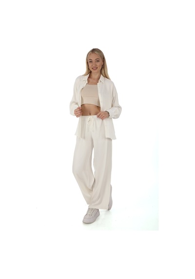 Penyebizden Flosh Viskon Oversize Pantolon-krem