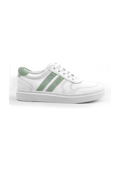 Hakiki Deri Beyaz Bağcıklı Fermuarlı Çocuk Sneaker