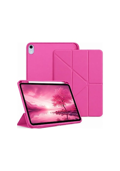Apple iPad Uyumlu 11. A16 11inç/10. 10.9inç Uyumlu İle Uyumlu Kılıf Kalem Bölmeli Trifolding Case Koyu Pembe Sku: Zeusb0h8dkzx4y Arka Kapak