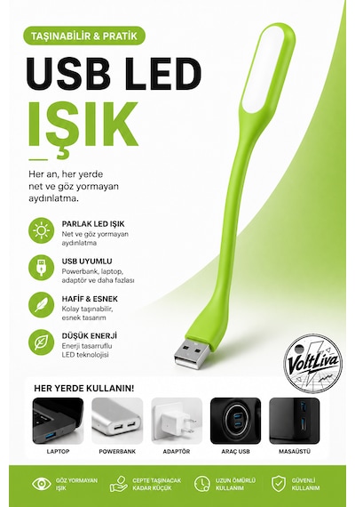 Usb Esnek Led Işık Yeşil