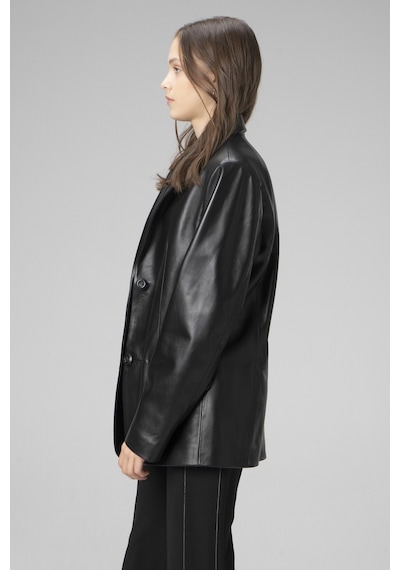 Siyah Dericlub Wm005 Blazer Kadın Deri Ceket