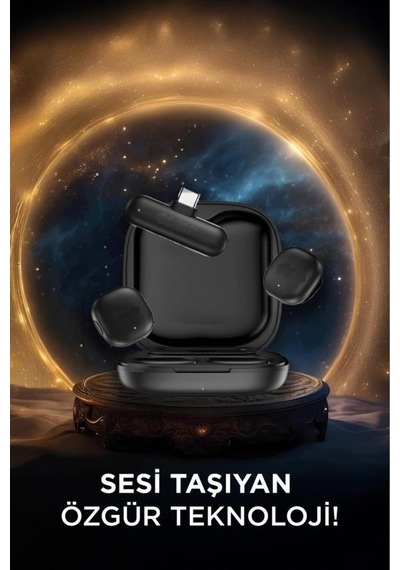 02 Siyah Aı Destekli Anc Gürültü Önleyici Şarj Kutulu Kablosuz Yaka Mikrofonu
