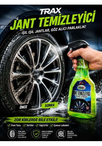 Trax Jant Temizleyici Tüm Jantlar İçin Ekstra Parlaklık Etkili Temizlik 500 Ml