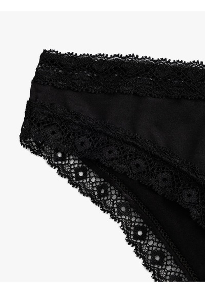 Koton Brief Dantelli Külot Siyah 5wlk30036mk Siyah