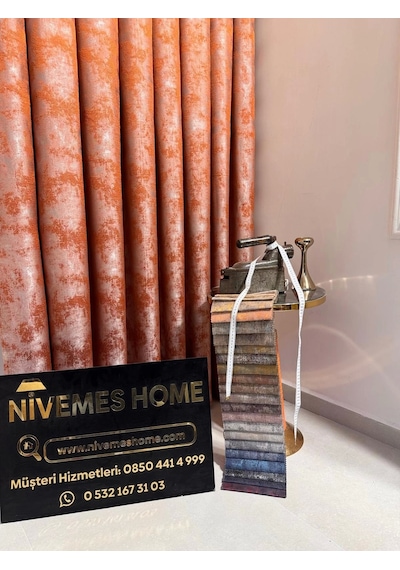 Nivemeshome İstanbul V-5204 1/3 Sık Pileli Fon Perde Apm Turuncu