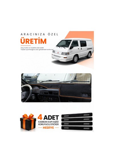 Mıtsubıshı L300 2000-2010 Uyumlu Torpido Koruma Örtüsü Oto Kılıfı - Siyah Kahverengi