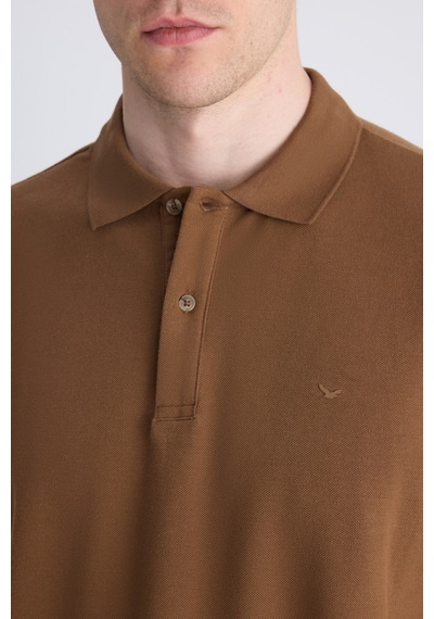 D's Damat Ds Damat Regular Fit Kahverengi Pike Dokulu %100 Pamuklu T-shirt 4hc140211213m 201