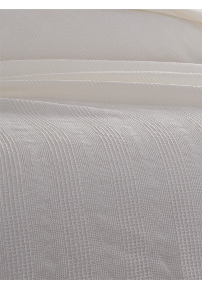 Tek Kişilik Waffle Pike 160x230cm, %100 Pamuk, Petek Tasarım, Krem Krem Krem