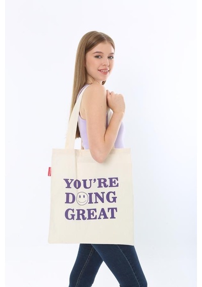 Baghashtag You Are Doing Great Baskılı Bez Çanta Çok Renkli
