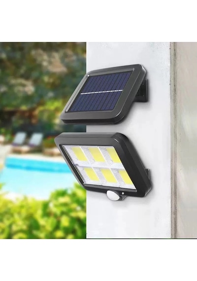 Duvar Lambası 120 Cob Led, Solar Panel, 3 Mod, Uzaktan Kumanda, Mz-302k