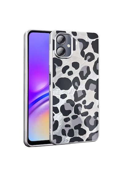 Galaxy Uyumlu A06 Kılıf Desenli Zore Mep Kapak Gri Leopar