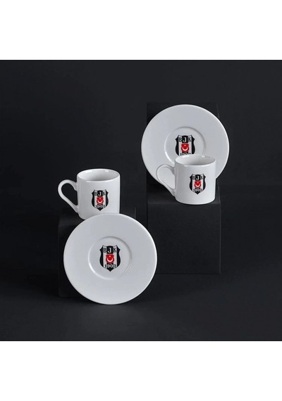 Neva Porselen Bjk Arma Logolu Kahve Fincan Seti 2'li Çok Renkli