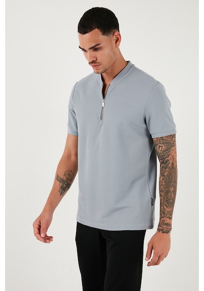 Buratti Pamuklu Regular Fit Yarım Fermuarlı Erkek T Shirt 5902653 Açık Gri
