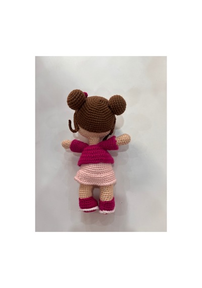 Afra Amigurumi El Örgüsü Bebek 20 Cm Tığ İşi Şirin Kıyafetli Hediyelik Oyuncak Bebek Pembe