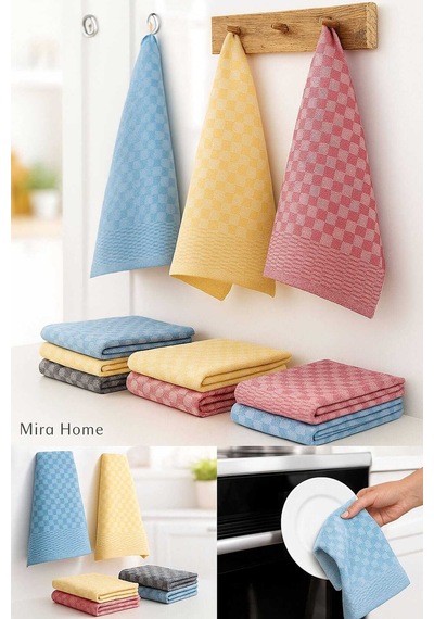 6lı Mutfak Kurulama Bezi 45x65 Cm Pötikare Desen 11