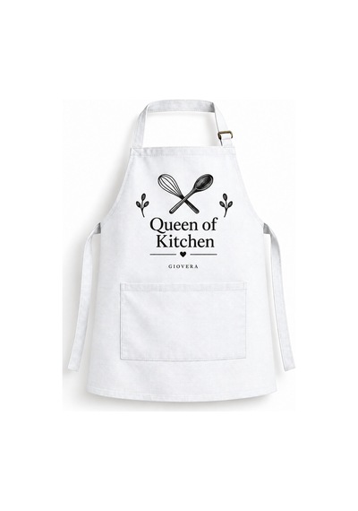 Queen Of Kitchen Unisex Mutfak Önlüğü Beyaz