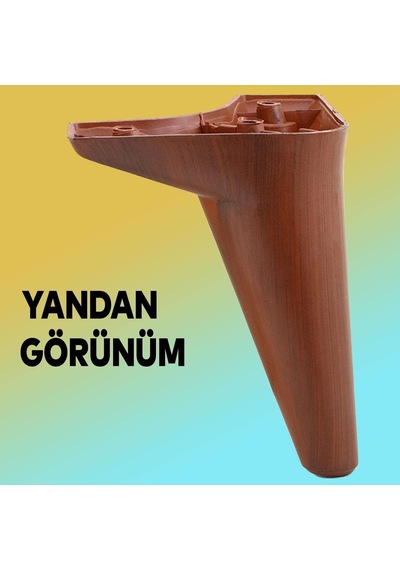 Aspen Lüks Mobilya Kanepe Sehpa Tv Ünitesi Koltuk Ayağı 15 Cm Kahverengi Ahşap Desenli Baza Ayak 4 Adet Beyaz - Çok Renkli