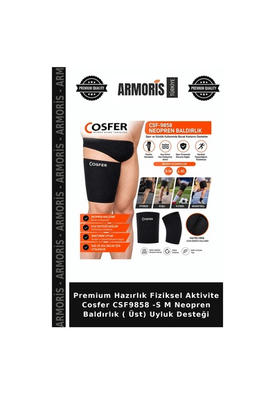Premium Hazırlık Fiziksel Aktivite Cosfer Csf9858 -s M Neopren Baldırlık Üst Uyluk Desteği Çok Renkli