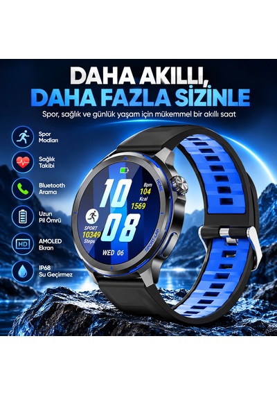 Kalobee Sk58 Premium Akıllı Saat 1.53 Bluetooth Arama & Çağrı Cevaplama, Aı Sesli Asistan, Kalp Ritmi, Uyku Ve Spor Takibi, Ip68-mavi-14898