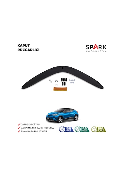 Toyota C-hr 2016- Yılı Ve Sonrası Uyumlu Kaput Rüzgarlığı 3mm Siyah