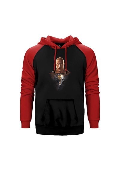 Black Adam Character Gri Renk Reglan Kol Sweatshirt / Hoodie