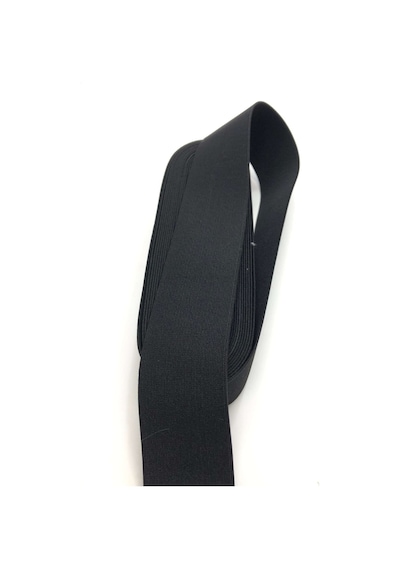 Çamaşır Don Etek Bel Paça Bebe Lastiği Yassı Yumuşak Bel Lastik 25 Metre Siyah-4.5 Cm