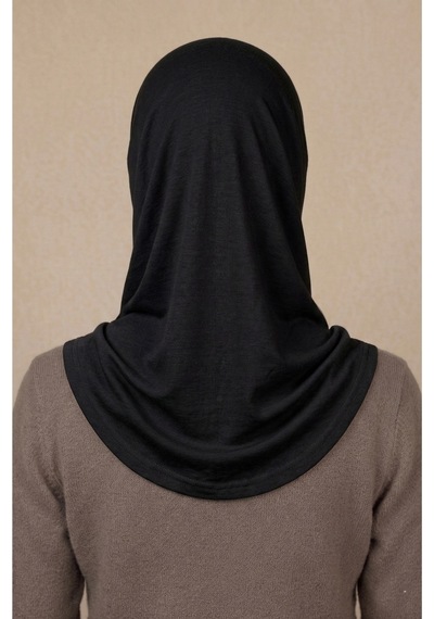 Sonbaharmoda Hazır Türban Pratik Kaymaz Tesettür Eşarp Viskon Likralı Rahat Günlük Ve Namaz İçin Hijab Siyah