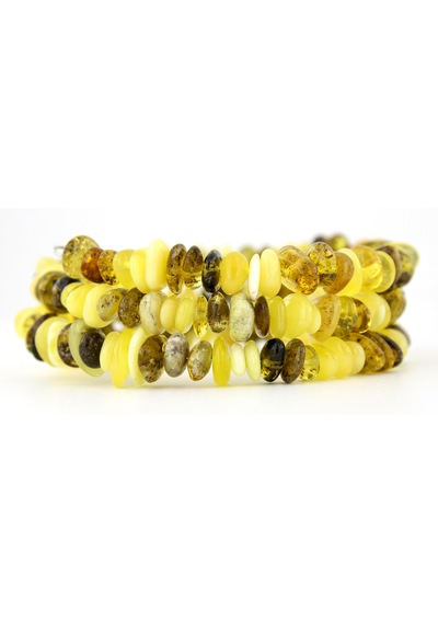 Kehribar Bileklik Amorf Tasarım Ambergold Blk23-127 Çok Renkli