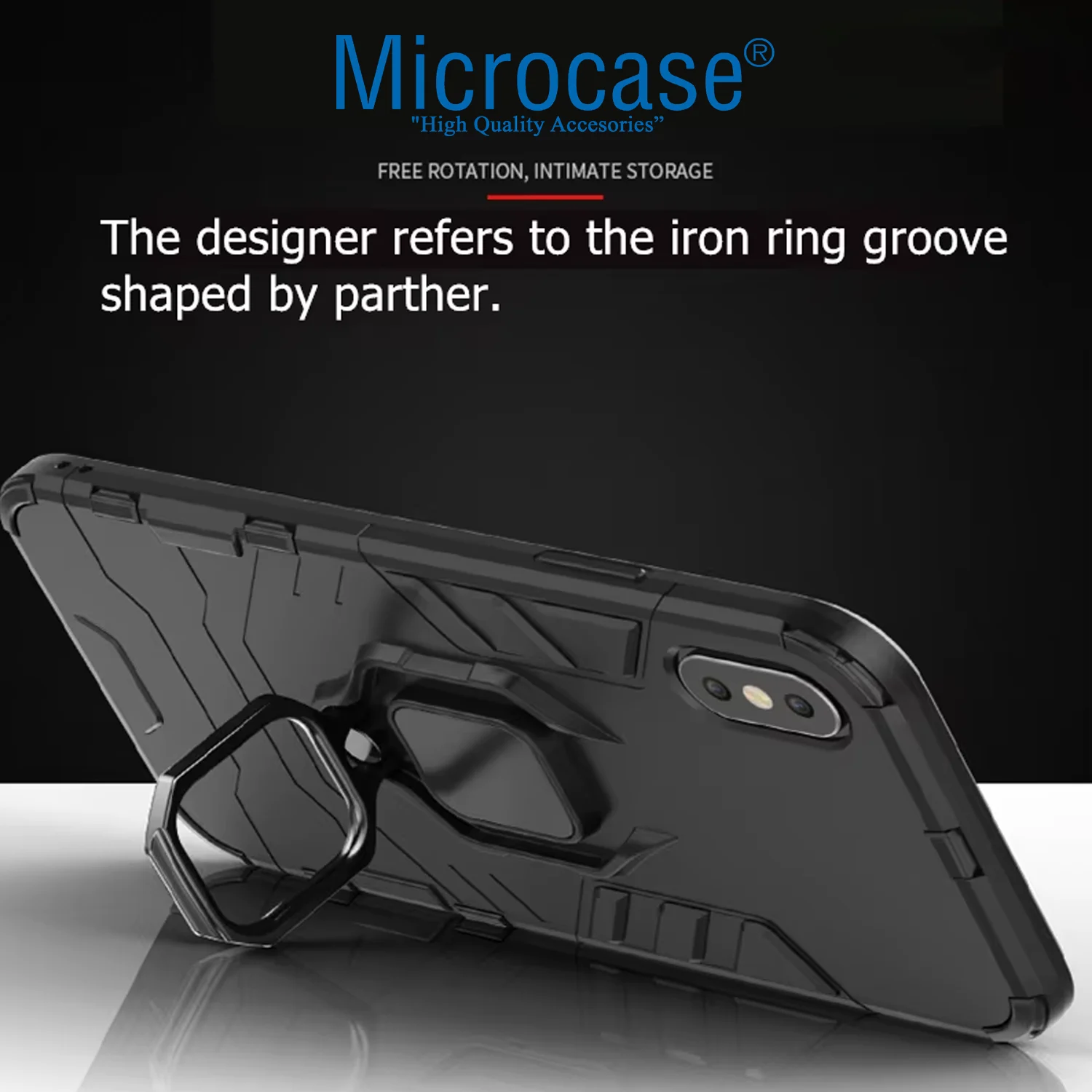Microcase Xiaomi Redmi Poco F7 Pro/k80 İle Uyumlu Batman Serisi Yüzük Standlı Armor Kılıf - Siyah Al3349