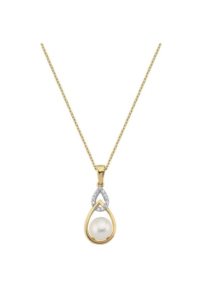 6,5 Mm Zirkon Taşlı Damla İçinde Doğal İnci Kolye Sarı