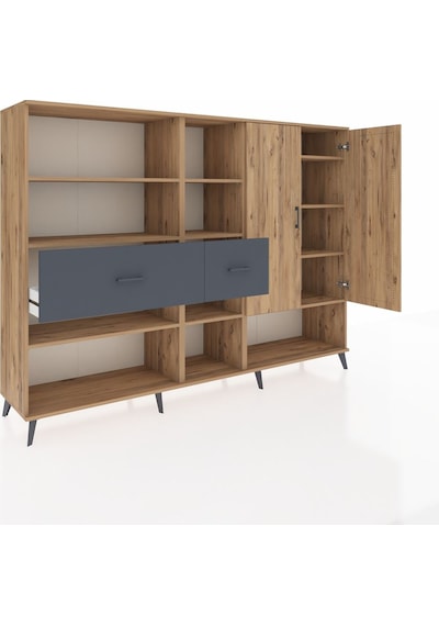 Hyperion Dolap 10 Raflı 2 Çekmeceli 2 Kapaklı 220x44x163 Çam-çam/ Çam-çam/antrasit Hyperion Dolap 10 Raflı 2 Çekmeceli 2 Kapaklı 220x44x163 Çam-çam/ Çam-çam/antrasit