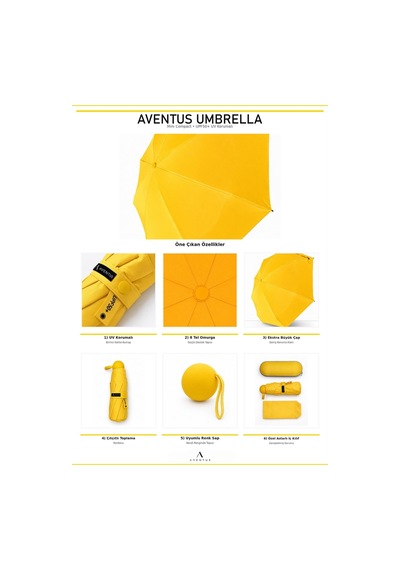 Aventus Kapsül Şemsiye - Uv Korumalı Güneş Şemsiyesi Sarı