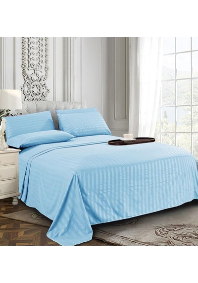 Stripe Bed Sheets Yatak Örtüsü, Akuamarin, Çift Kişilik Çok Renkli