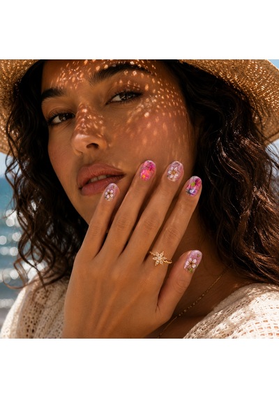 Renkli Nail Art Kısa Oval El Yapımı Jel Takma Tırnak Kkbd1788 M