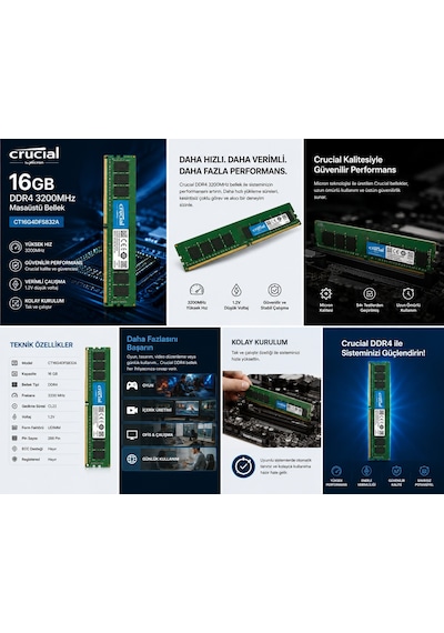 Crucial CT16G4DFS832A 16 GB DDR4 3200 MHz CL22 Ram