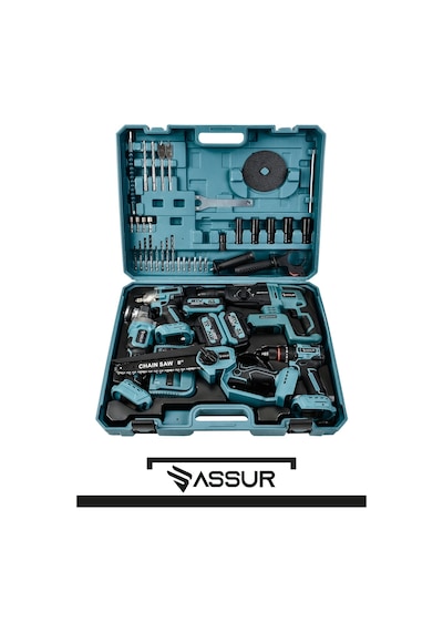 Assur 21v Darbeli Kömürsüz 5'li Set Kırıcı Delici Hilti - Taşlama - Somun Sıkma Sökme - Matkap - Budama Testeresi-2758
