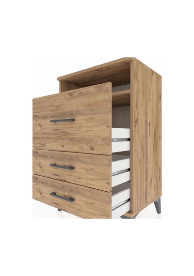 Hyperion Komodin Tek Raflı 3 Çekmeceli 60x44x96 Çam-çam Atlas Çam
