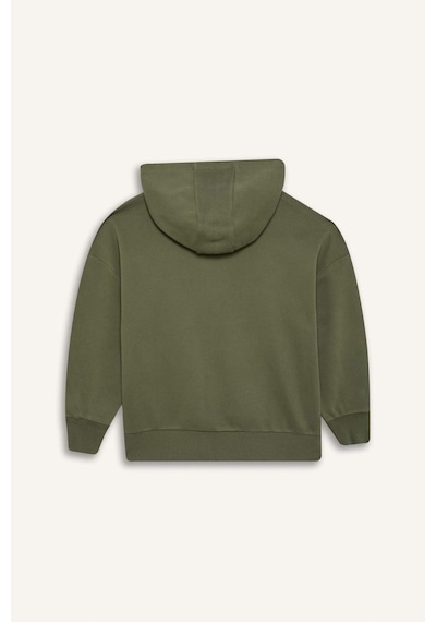 DeFacto Kız Çocuk Oversize Geniş Kalıp Kapüşonlu Baskılı Sweatshirt D1567A824WNKH210 Haki