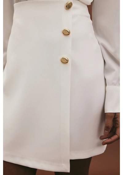 Sateen Lucy Mini Etek - Ekru Ekru