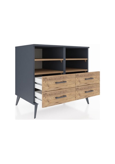 Kronos Şifonyer 4 Raflı 4 Çekmeceli 88x59x80 Antrasit-çam Çam Kronos Şifonyer 4 Raflı 4 Çekmeceli 88x59x80 Antrasit-çam Çam