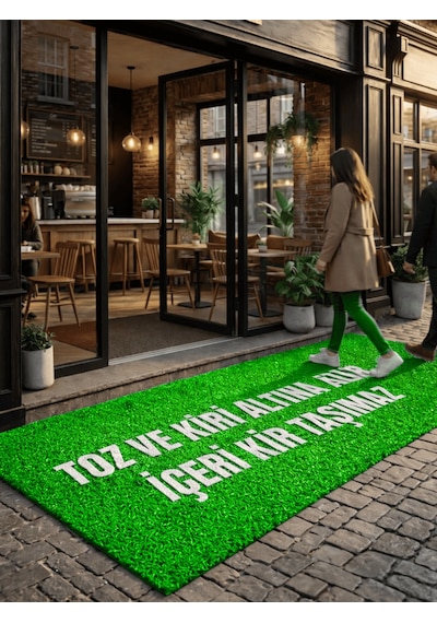 Beylini 12 Mm Kıvırcık Paspas İç Dış Mekan Pvc Zemin Halısı Kapı Girişi Banyo Duş Apartman Havuz Ve İş Yeri Yeşil