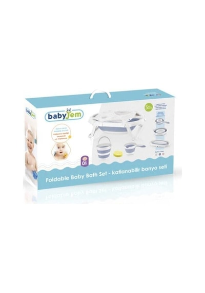 Babyjem Katlanır Banyo Seti - Mavi Fileli