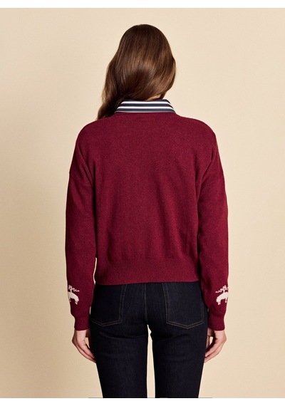 Brooks Brothers Bordo Kadın Bisiklet Yaka Desenli Kazak Bbfw26fkl032