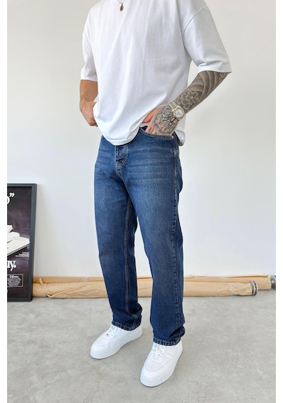 Vintage Mavi Soft Degrade Baggy Pantolon