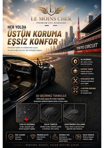 Cupra Leon Havuzlu Oto Paspası Kaymaz Taban Dayanıklı Enerji Krom