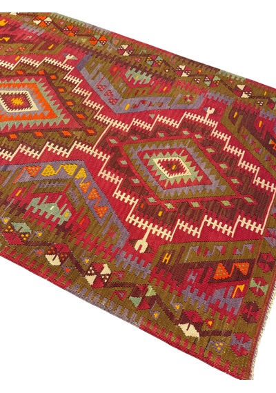 El Dokuması Antika Avşar Kilimi 98x146 Kök Boya %100 Yün İnce Kilim Renkli