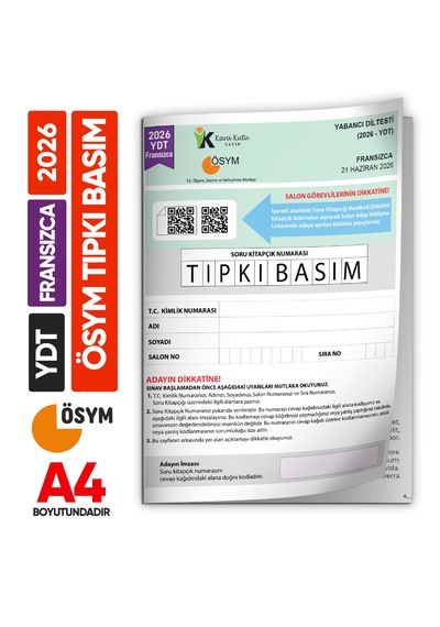 2026 Yks Ydt Fransızca Ösym Tıpkı Basım Çıkmış Soru Deneme Kitapçığı Türkiye Geneli